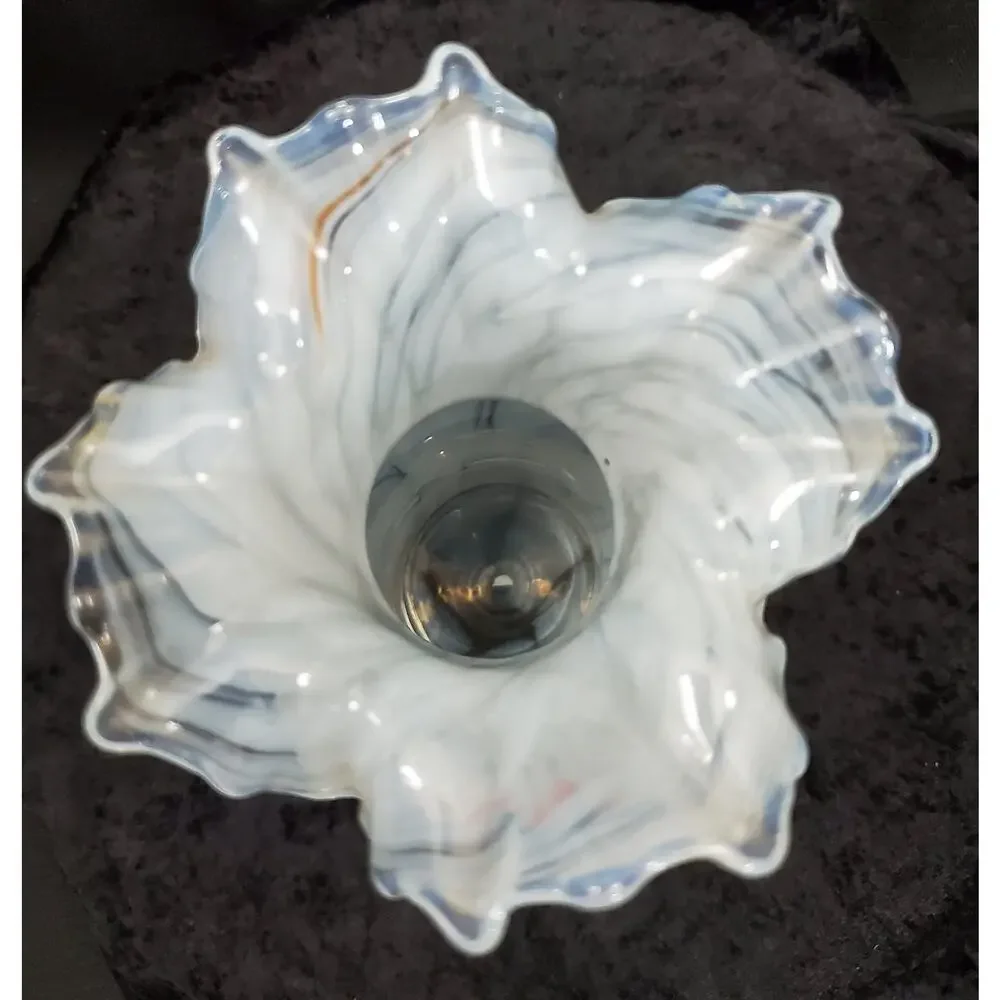 Vintage Art Glass Vase Ruffled Lip Shouldered Circa 1950s